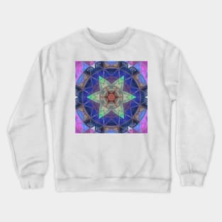 Mosaic Kaleidoscope Flower Teal Blue and Pink Crewneck Sweatshirt